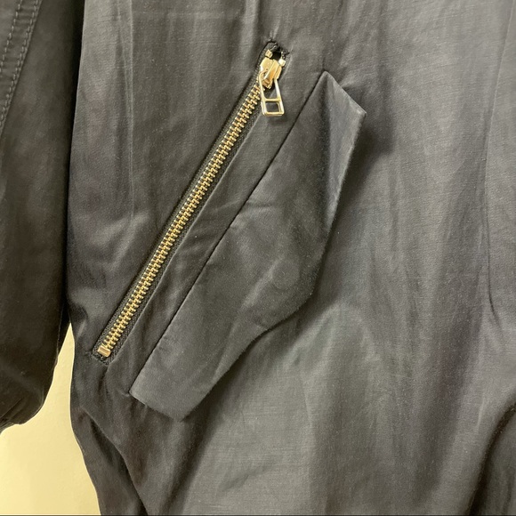 TNA, Blue, Bomber Jacket, Leather Hood, Size Large - Picture 6 of 7